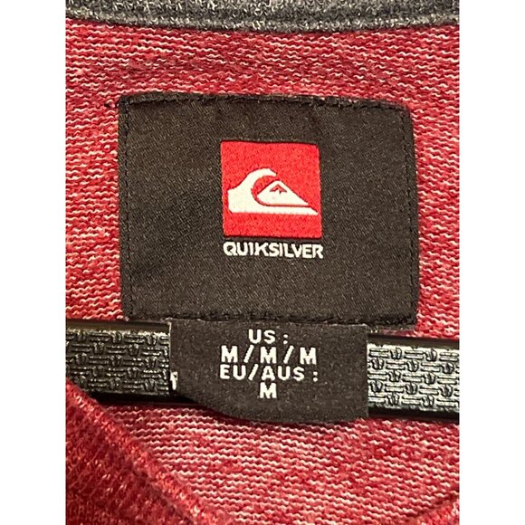 Quiksilver Mens Red Heathered Long-Sleeve Shirt With GrayChest Pocket Medium - Picture 8 of 9